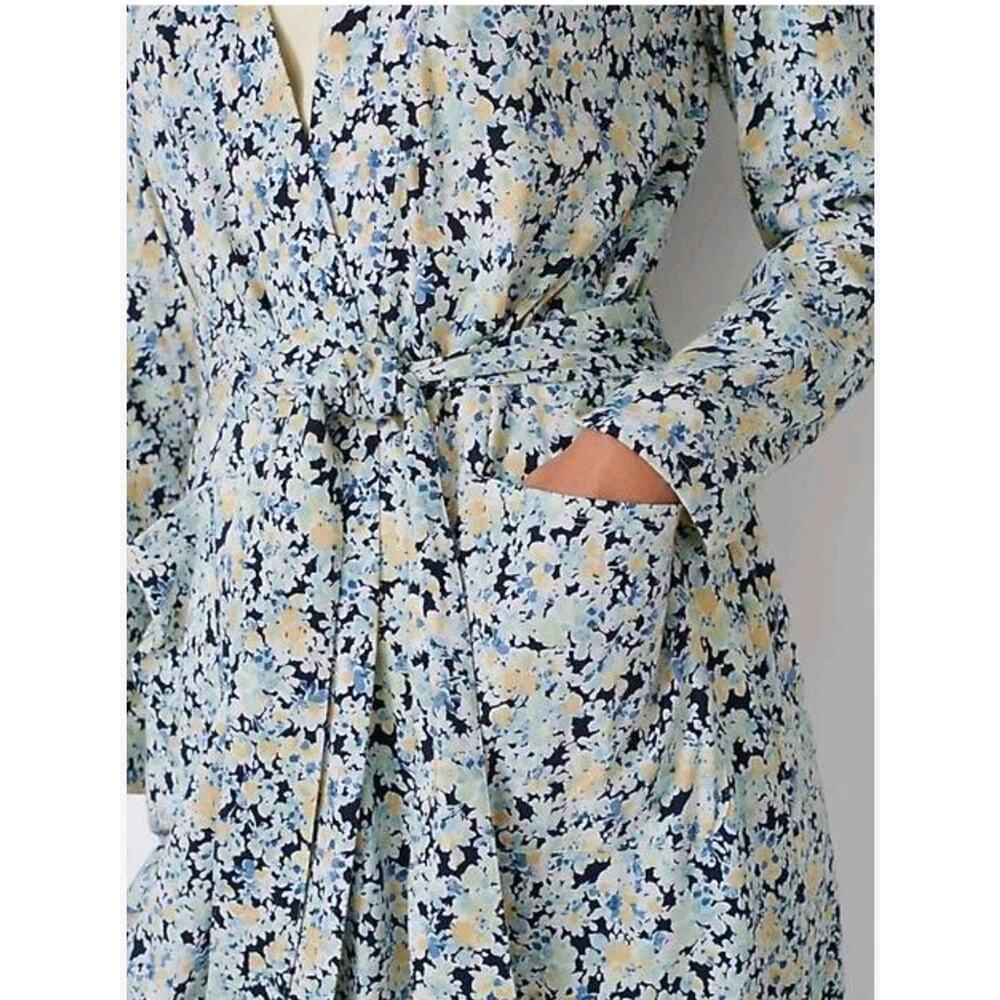 J Jill Sleep Ultrasoft Patch Pocket Long Robe Sz Small Shawl Collar Quiet Luxury
